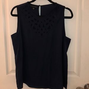 Sleeveless Navy Blue Blouse